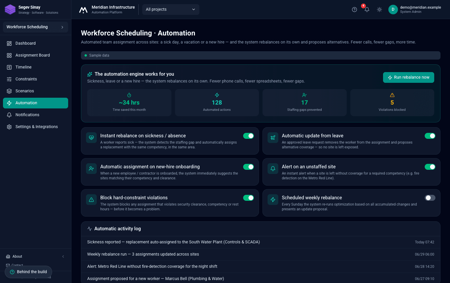 Automation the team configures — no code, just toggles